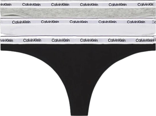 Calvin Klein Truser 3P Modern Logo Thongs Hvit/Grå bomull Medium Dame