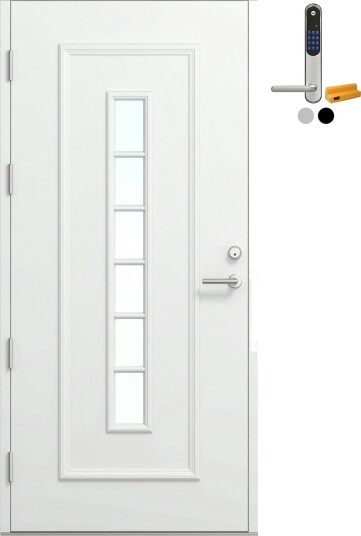 Ytterdør Bygg1 Fjord 11 Klarglass Hvit med Yale Entrus BxH 100x200 Høyre, NCS S-0502-Y, Hvit, Yale Sølv