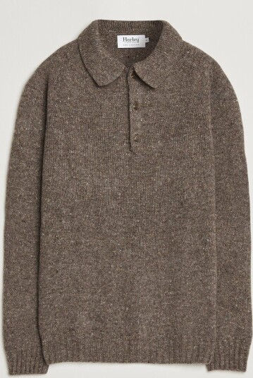 Harley Of Scotland Donegal Wool Polo Brown