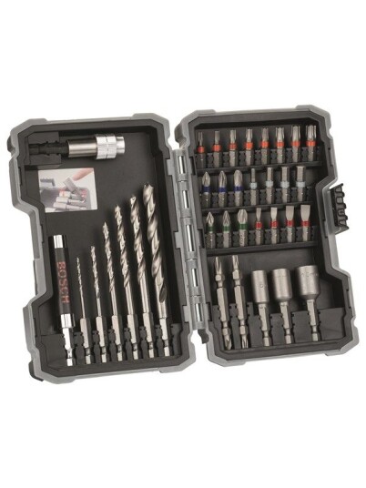 Bosch 35-delers bor- og skrutrekkerbitsett PH1; PH2; PH3; PZ1; PZ2; PZ3; SL3; SL4; SL5; SL6; H3; H4; H5; H6; T10; T15; T20; T20; T25; T27; T30; T40