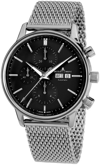 Jacques Lemans Herreklokke N 208C Retro Classic Sort/Stål Ø44 mm