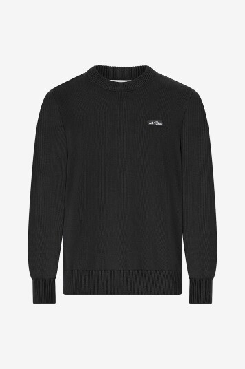 Les Deux Pullover Gary Patch Crewneck Knit Svart Les Deux Pullover Gary Patch Crewneck Knit Svart