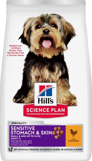 Hill'S Science Plan Sensitive Stomach & Skin Adult 1+ Small & Mini Med Kylling 2 X 6 kg