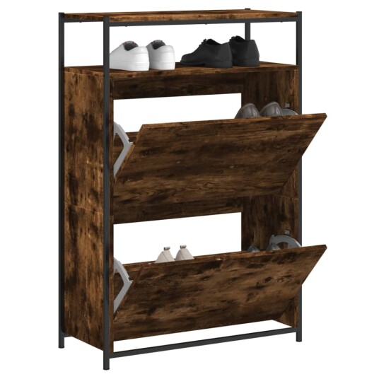Skoskap røkt eik 75x34x112 cm konstruert tre 8721012382725 Skoskap røkt eik 75x34x112 cm konstruert tre 8721012382725