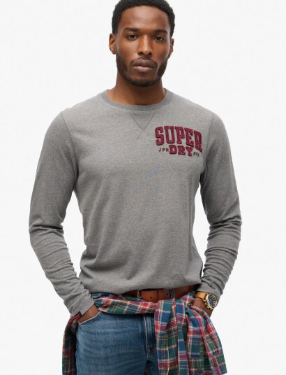 Superdry Vintage Athletic Chest Ls Tee - Grey - L