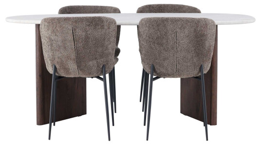Venture Design Grönvik & Modesto spisegruppe Mørkegrå/lysegrå 4 stoler & bord 180 x 90 cm