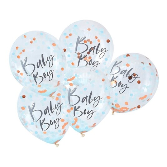 Ginger Ray Konfettiballonger Baby Boy - 5-pakning