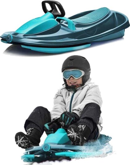 Gizmo Riders Nimbus Steerable Sledge Kjelke Med Ratt Og Antiskli Matte Blå