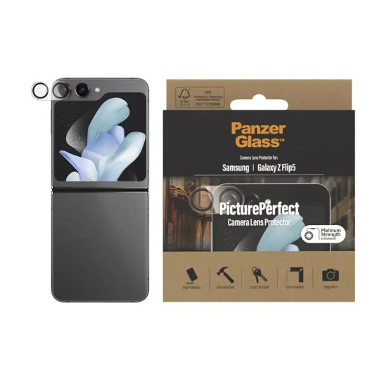 PanzerGlass Samsung Galaxy Z Flip5 (5G) PanzerGlass PicturePerfect - Kamerabeskyttelsesglas - Platinum Strength - Gjennomsiktig / Svart