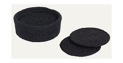 Ella Glassunderlag Ø 10,5 cm Jute 6-pakning Svart