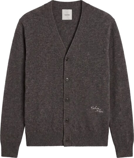 Calvin Klein Ls Lambswool Blend Cardigan 12Gg   GUNMETAL HTR   L