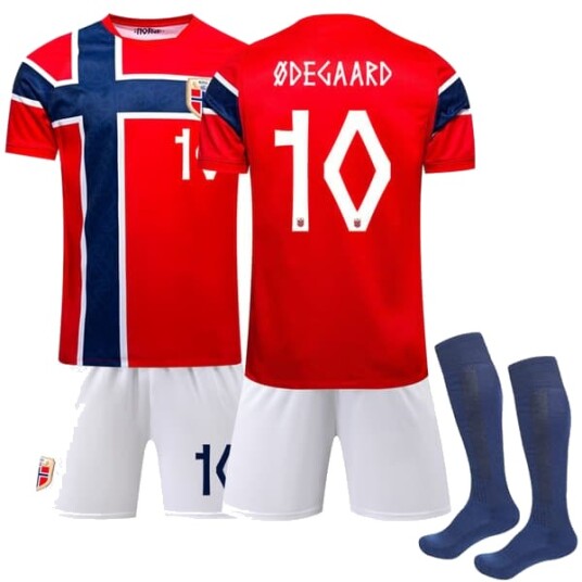 2026-2027 VM Norge Drakt Hjemmedrakt Fotballsett for Voksne og Barn ingen nummer Barn 28(150-160cm)