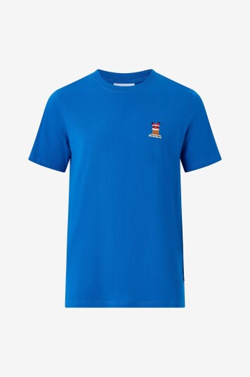 Lindbergh T skjorte Christmas Embroidery S/S Blå
