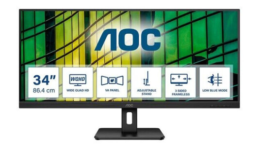 AOC U34E2M 34" UltraWide Skjerm 3440x1440 100Hz VA Sort AOC U34E2M 34" UltraWide Skjerm 3440x1440 100Hz VA Sort