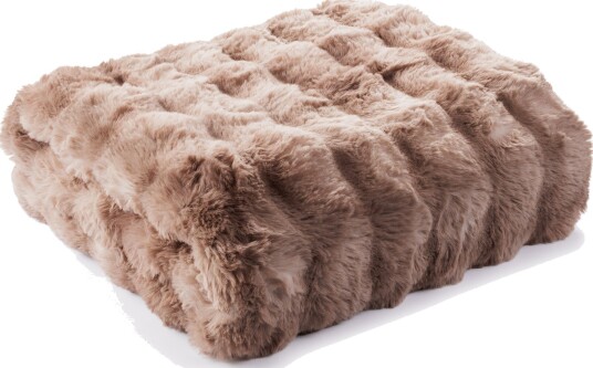 Fake fur pledd med boblestruktur 135x190 cm Brun Fake fur pledd med boblestruktur 135x190 cm Brun