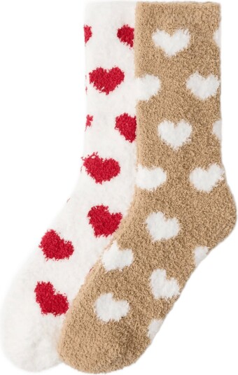 Lindex 2 Pack Fluffy Socks BEIGE 39/41