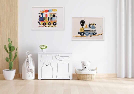 Namly Design Plakat Fargerik Tog / Sett av 2 POSTERQL8KX8