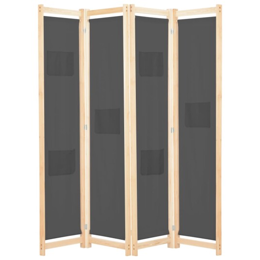  Romdeler 4 paneler grå 160x170x4 cm stoff 248176