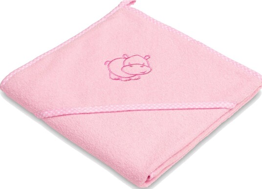 Badehåndkle Sensillo med hette 80 x 80 cm Flodhest rosa