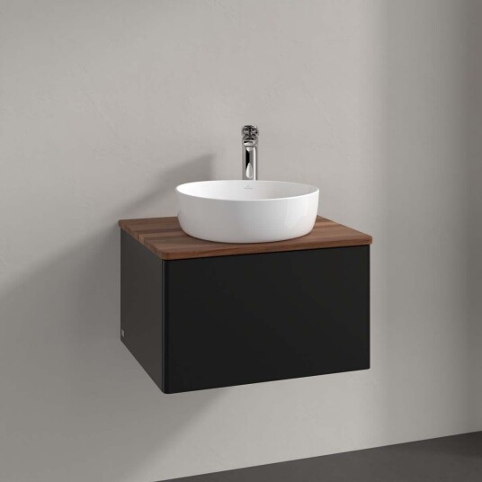 Villeroy & Boch Antao Servantskap med 1 skuff 60x50x36 cm u/lys Sort Matt/Valnøtt
