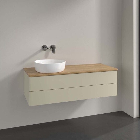 Villeroy & Boch Antao Servantskap med 2 skuffer 120x50x36 cm u/lys Grå Matt/Eik Villeroy & Boch Antao Servantskap med 2 skuffer 120x50x36 cm u/lys Grå Matt/Eik