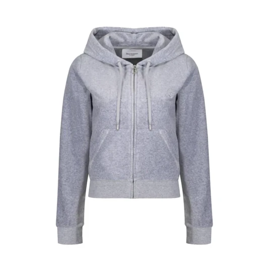 Juicy Couture Robertson Classic Velour Zip Hoodie - Silver Marl S
