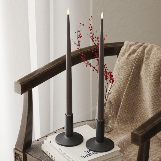 Deluxe Homeart Kronelys LED Shiny Mocca H28_2stk