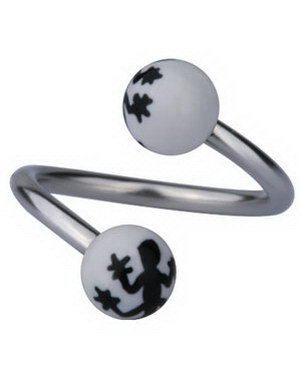 Øyenbrynspiercing med Salamander Hvit/Svart 1.2 x 10 mm