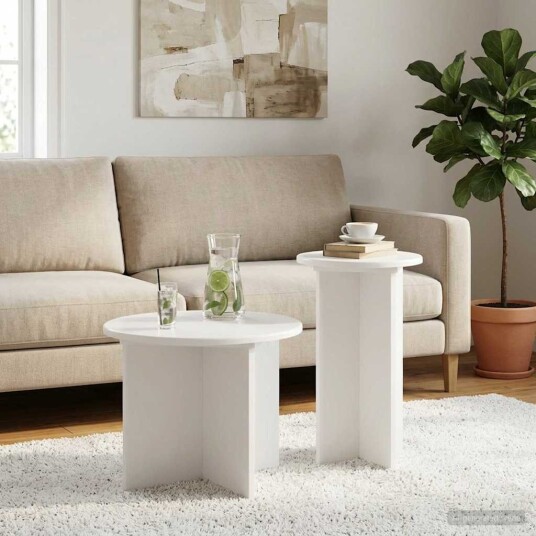 vidaXL Sidebordssett med lagring 2 pcs Hvit Konstruert tre