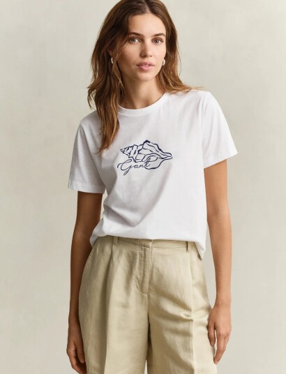 GANT Reg Graphic Print Ss T Shirt White M