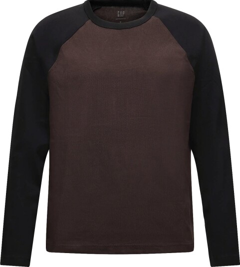 GAP Long Sleeved Heavy Relaxed T Shirt From The Gap Collection WARM DARK BROWN XXL