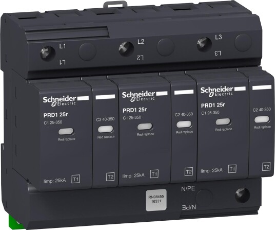 Schneider Electric Overspenningsvern Med Signalkontakt PDR1 25R 3P 25kA Schneider Electric Overspenningsvern Med Signalkontakt PDR1 25R 3P 25kA