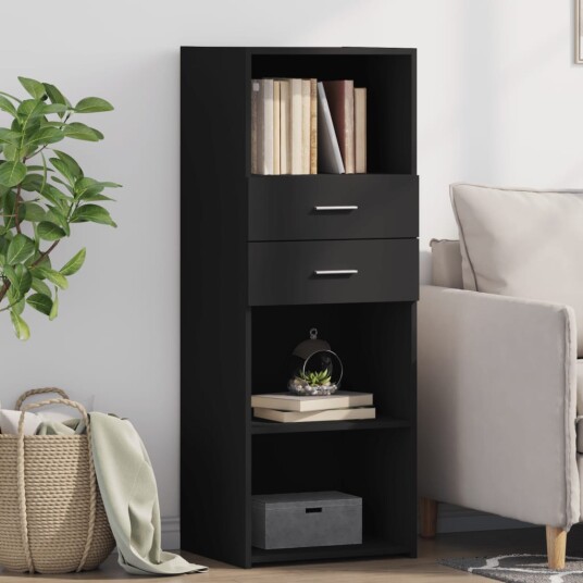 Hylle svart 45x42,5x124 cm konstruert tre