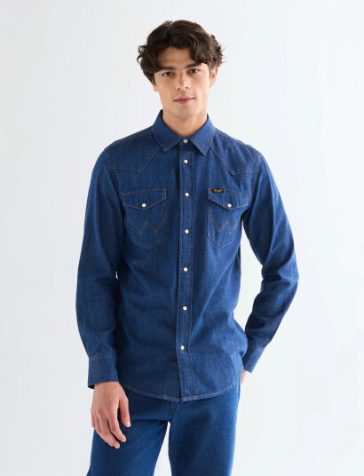 Wrangler Western Shirt Blue M x 00