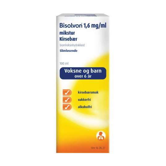 Bisolvon Mikstur 1,6 mg/ml kirsebær 100 ml Bisolvon Mikstur 1,6 mg/ml kirsebær 100 ml