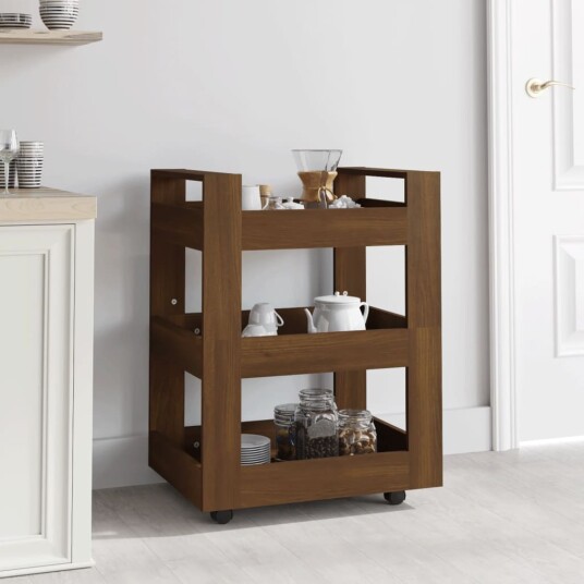 Kjøkkentralle brun eik 60x45x80 cm konstruert tre 816823