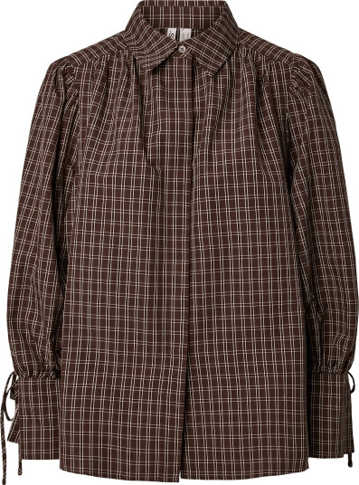 Pieces Pcmaya June Ls Pleated Detail Shirt Wvn Brown L