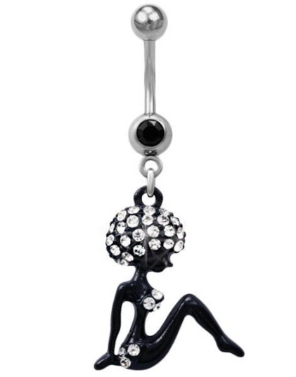 Afro Girl Navlepiercing Svart