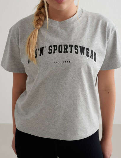 aim´n Varsity Boxy T-Shirt - Grey - XS