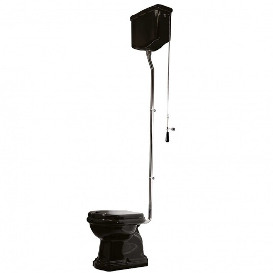 Lavabo Retro HIGH Toalett 445x705 mm, Krom rør/S-lås, Blank Sort Lavabo Retro HIGH Toalett 445x705 mm, Krom rør/S-lås, Blank Sort
