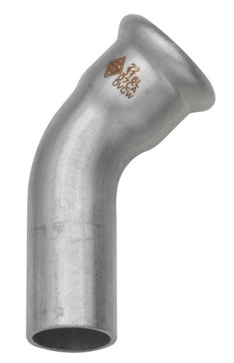 15 mm TURBO Inox bøying 45G. erme/nippel 15 mm TURBO Inox bøying 45G. erme/nippel