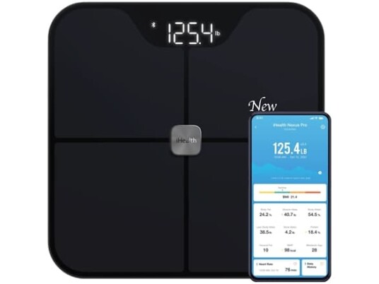 iHealth | Trådløs vekt for kroppssammensetning | Nexus Pro | Maks vekt løftekapasitet 181 kg | Body Mass Index BMI Måling | Svart iHealth | Trådløs vekt for kroppssammensetning | Nexus Pro | Maks vekt løftekapasitet 181 kg | Body Mass Index BMI Måling | Svart