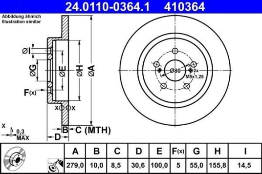 Bremseskive ATE 24.0110-0364.1