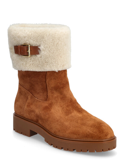 Lauren Ralph Lauren Allyson Shearling & Suede Lace-Up Bootie - Brown - 38 Lauren Ralph Lauren Allyson Shearling & Suede Lace-Up Bootie - Brown - 38