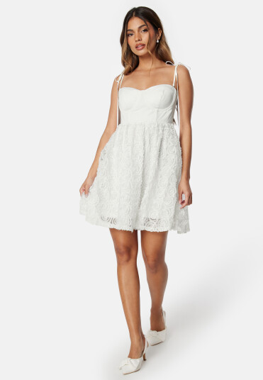 Bubbleroom Occasion Floral strap short dress White 36