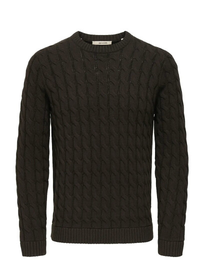 ONLY & SONS Onskicker Life Reg 3 Cable Crew Knit Brown XS