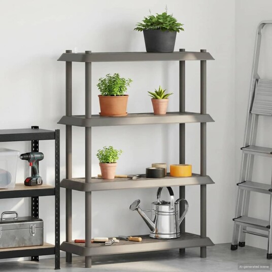 vidaXL Hyllesystem 4 nivåer 100 x 40 x 136,5 cm PP Lysegrå
