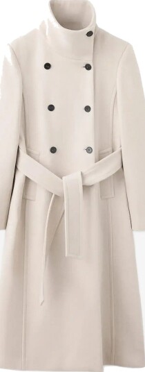 Mango Manteco Wool Coat With Funnel Neck - LT PASTEL GREY - M