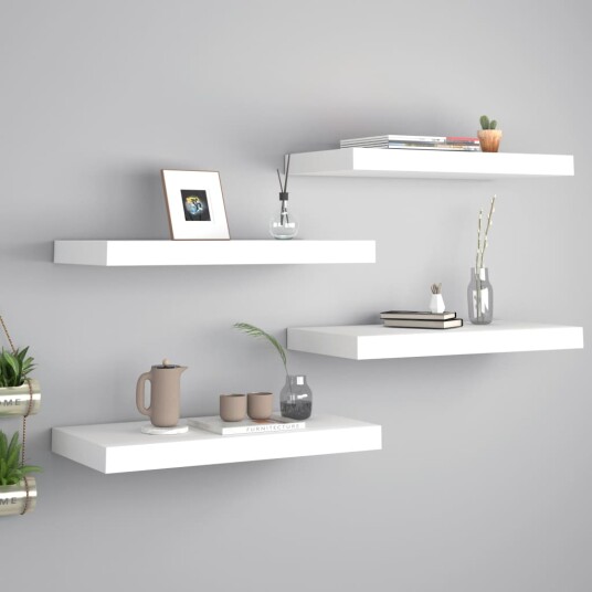 vidaXL Flytende vegghyller 4 stk hvit 50x23x3,8 cm MDF vidaXL Flytende vegghyller 4 stk hvit 50x23x3,8 cm MDF