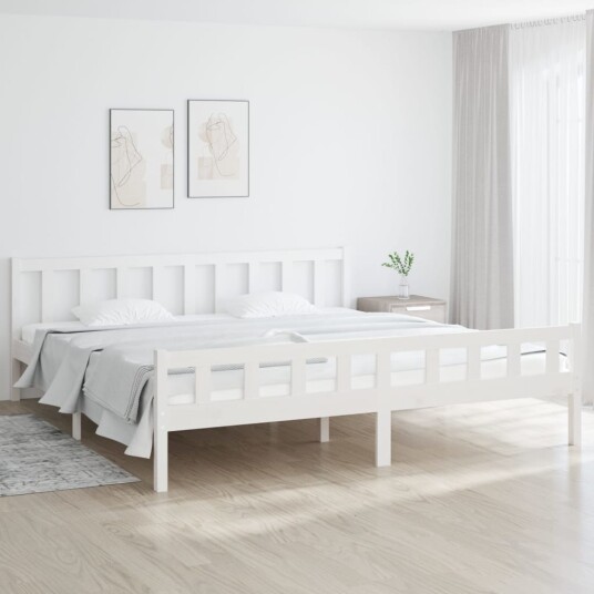vidaXL Sengeramme hvit heltre 160x200 cm
